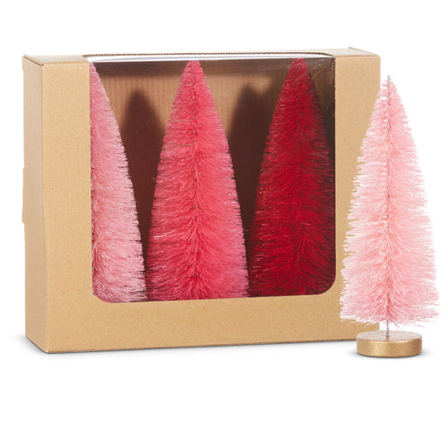 Pink Bottle Brush Trees Set