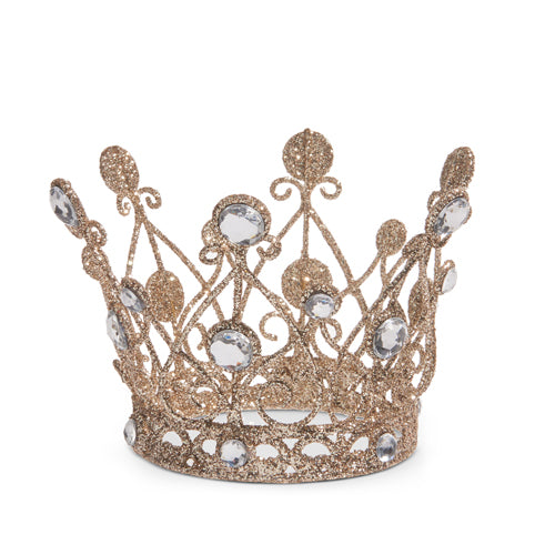 6.5" Jeweled Antique Crown with Gold Glitter