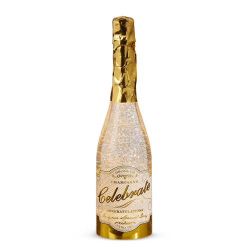 12.5" Lighted Champagne Bottle with Swirling Glitter