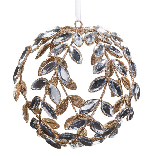 4.5" Clear Jeweled Vine Ball Ornament