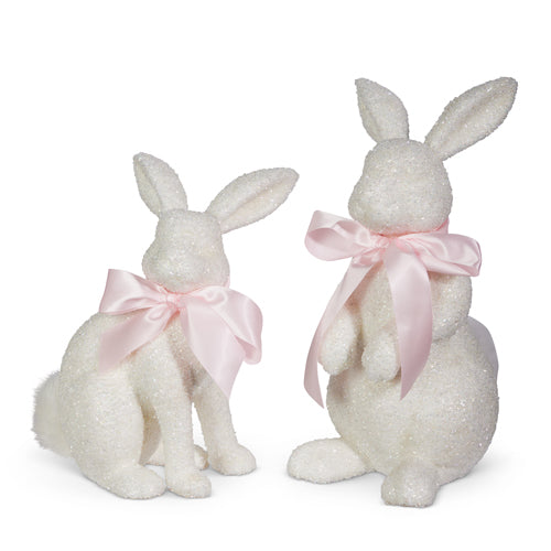 14.5" White Glitter Bunnies