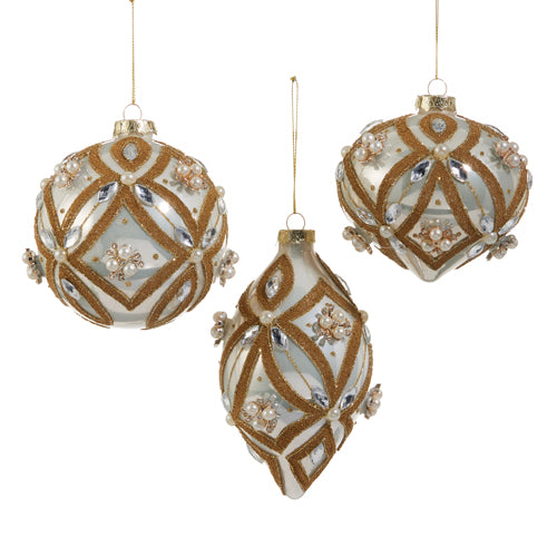 4" Pearl Jewel Embellished Ornaments