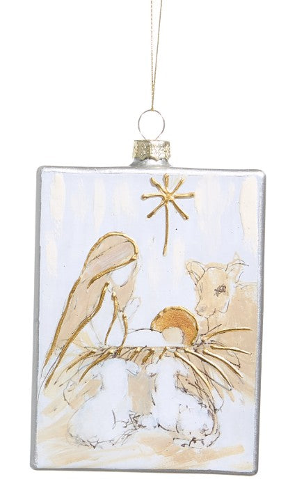 5" Rectangle Nativity Ornament