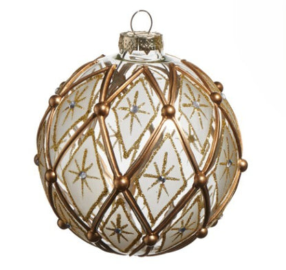 4" White and Gold Deco Ornament