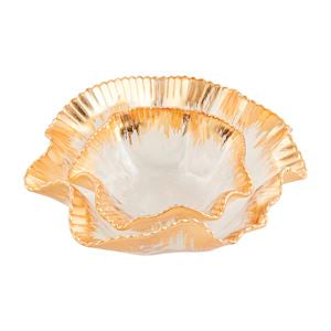 Gold Ruffle Glass Bowl