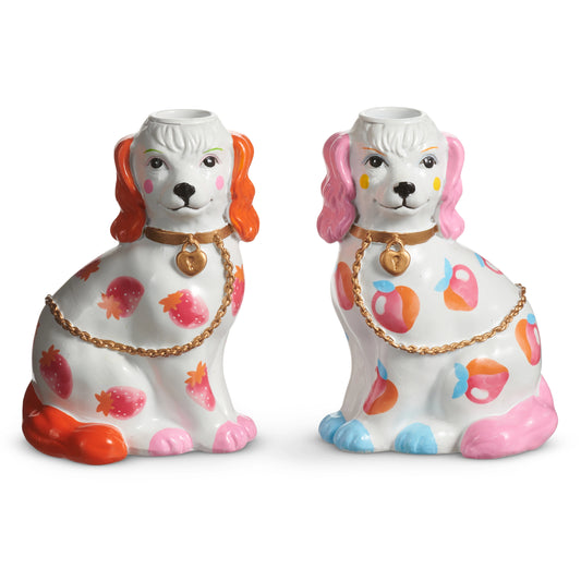 5.75" Dog Candle Holder With Fruit Motif