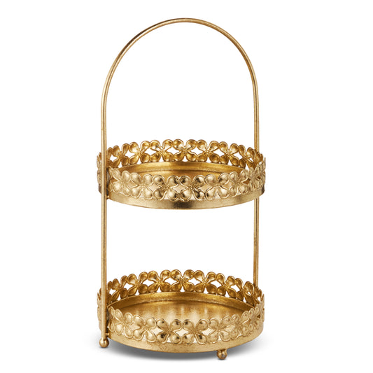 19.5" Gold Metal Tiered Stand