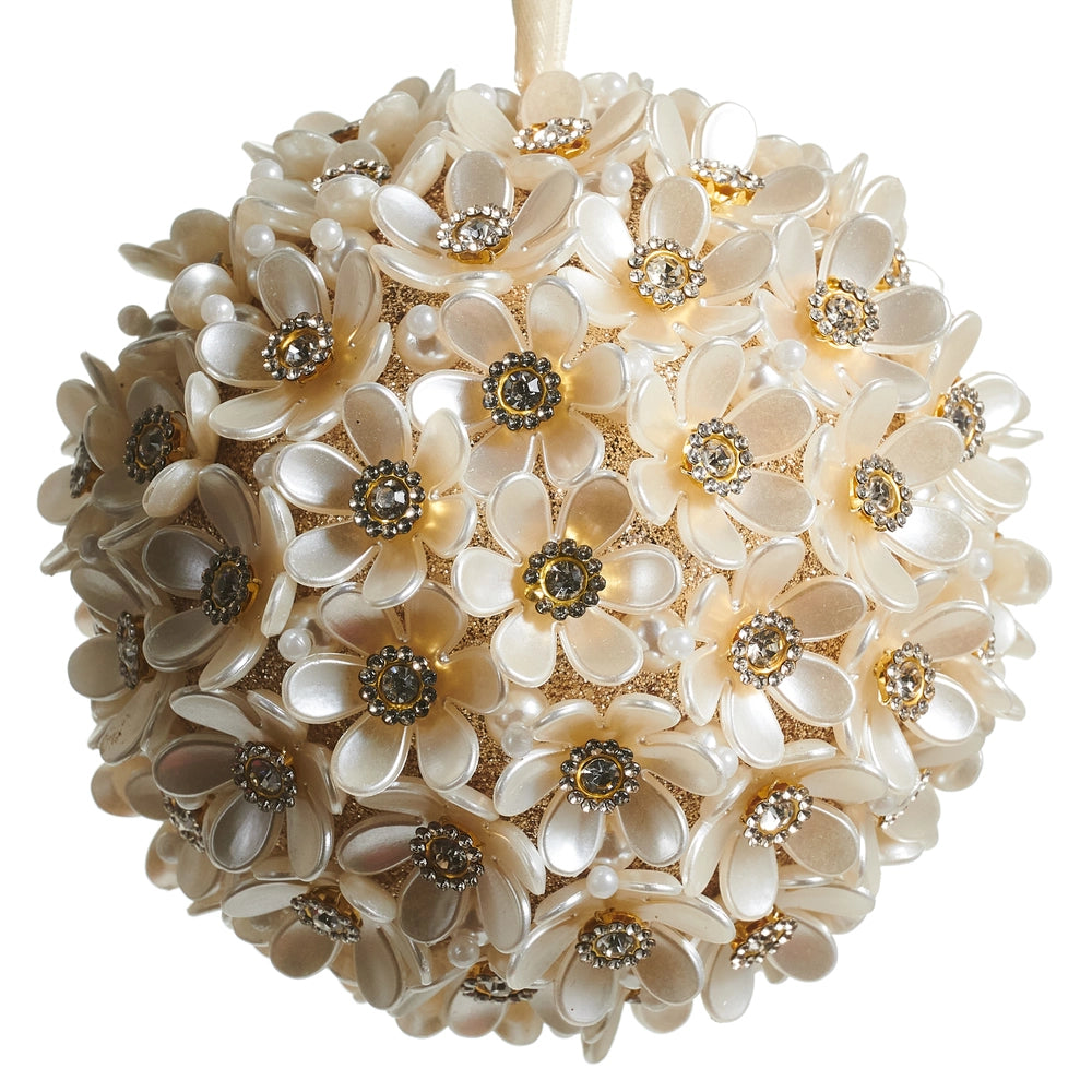 Pearl Floral Ball Ornament