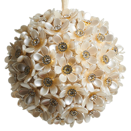 Pearl Floral Ball Ornament