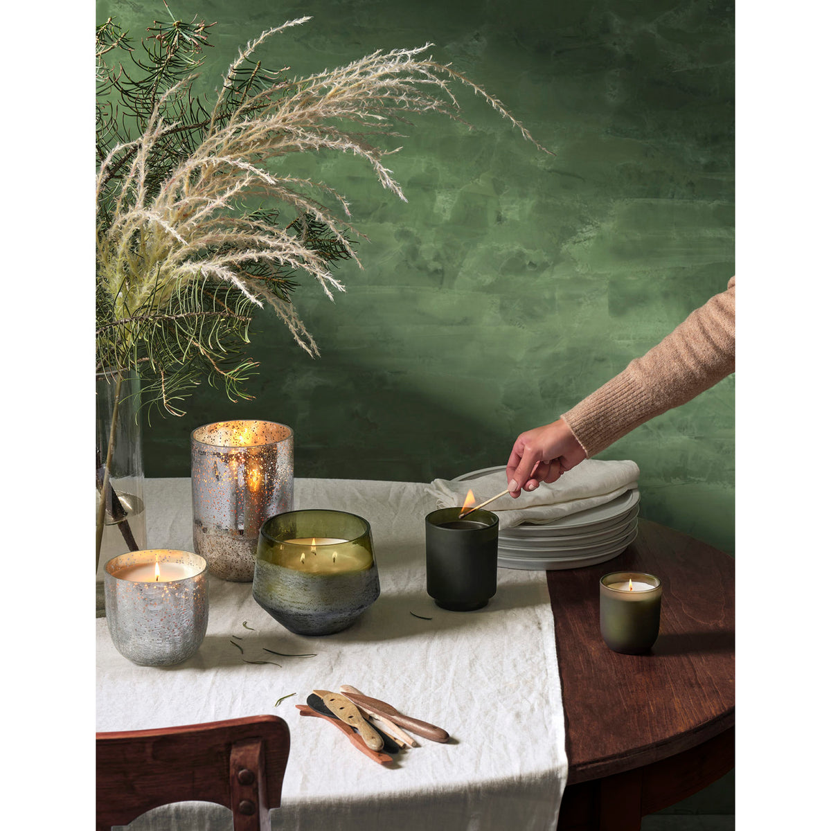 Balsam & Cedar Large Boxed Crackle Glass Candle