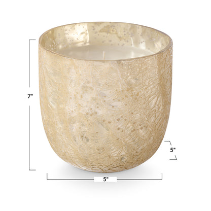 Winter White Large Boxed Crackle Glass Candle
