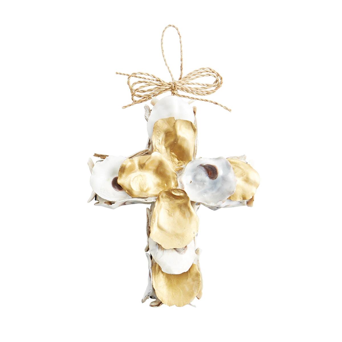 Gold Oyster Cross Ornament