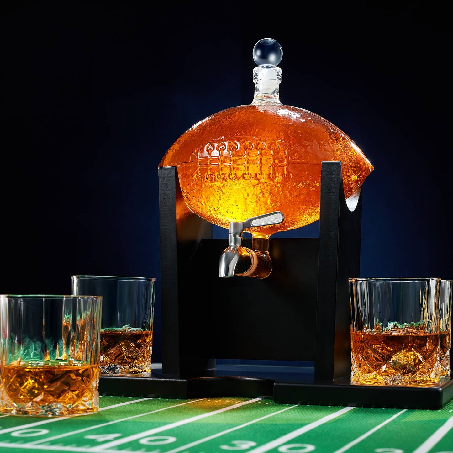 Football Decanter Set with 4 Whiskey & Wine Glasses | 1400mL