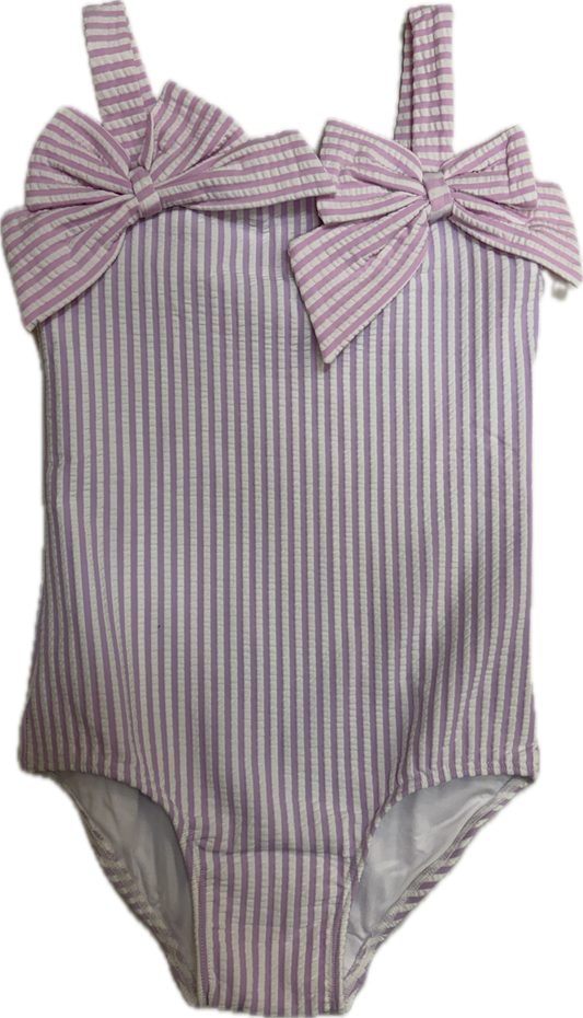 Lulu Bebe Lavender and Pink Seersucker One Piece Swim