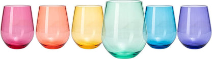 Unbreakable Colored Stemless Wine Glasses Set