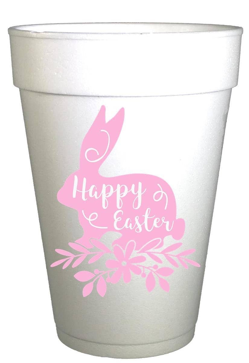 Happy Easter Pink Bunny Easter Party Cups-Styrofoam
