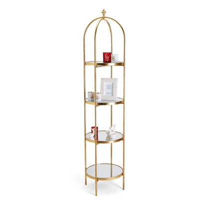 Golden Etagere with 4 Mirror Glass Shelves