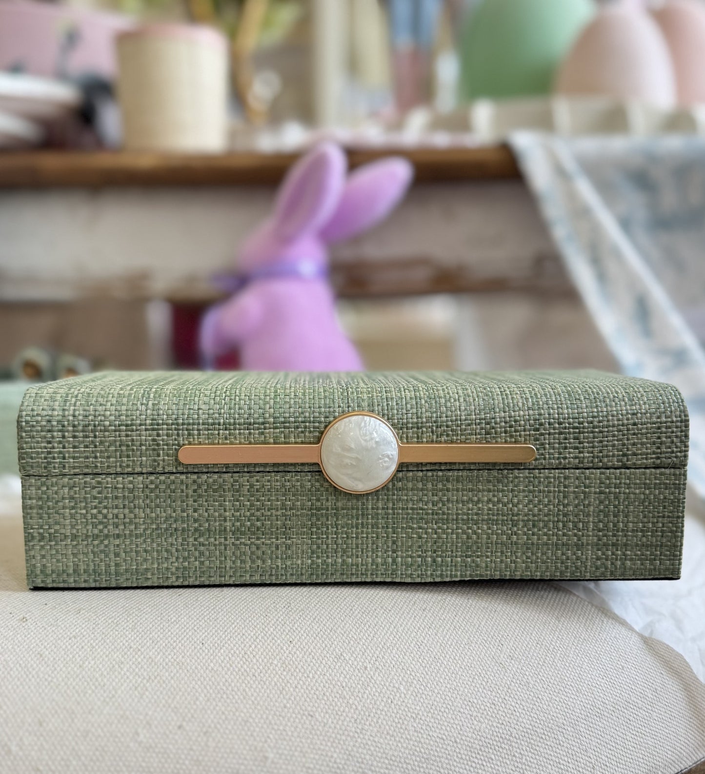 Monaco Green Faux Seagrass Nested Decorative Box