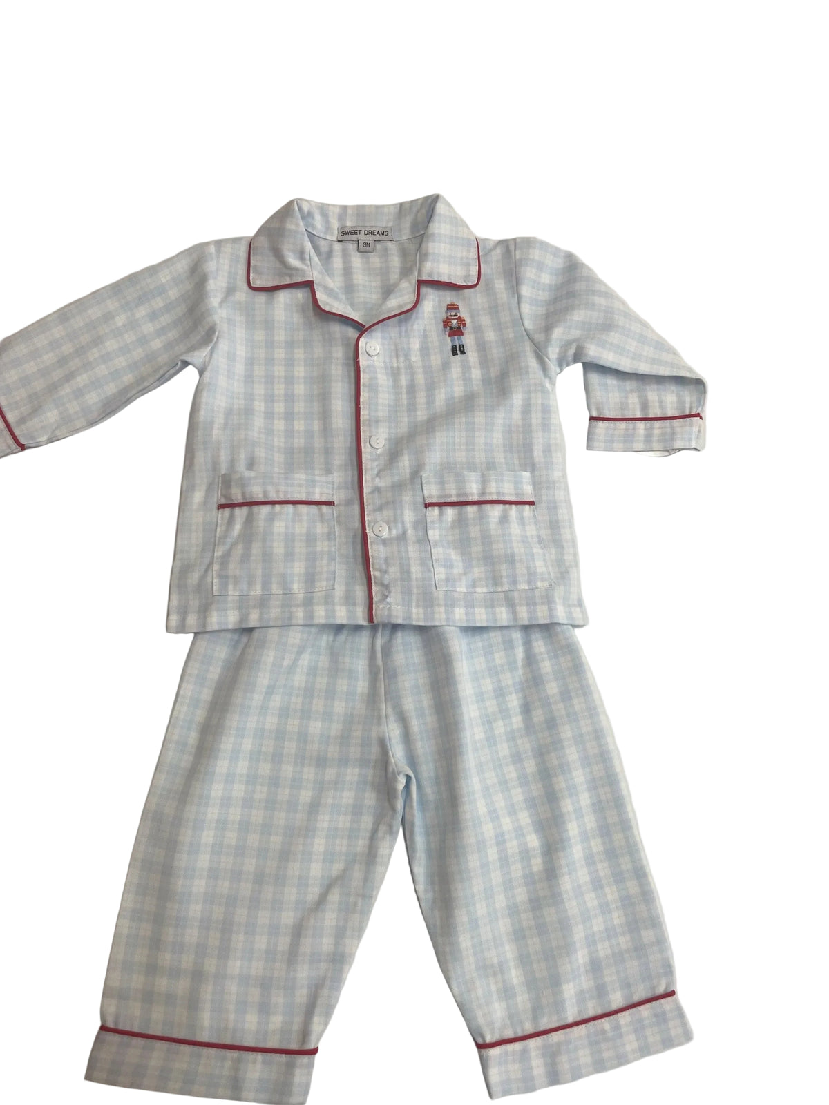 Nutcracker Embroidered Blue Plaid PJ Set