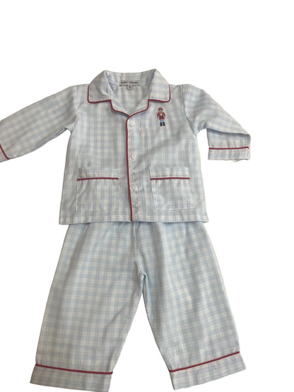 Nutcracker Embroidered Blue Plaid PJ Set