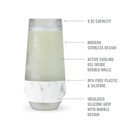 Champagne FREEZE™ Insulated Cooling Cups - Marble - Set of 2