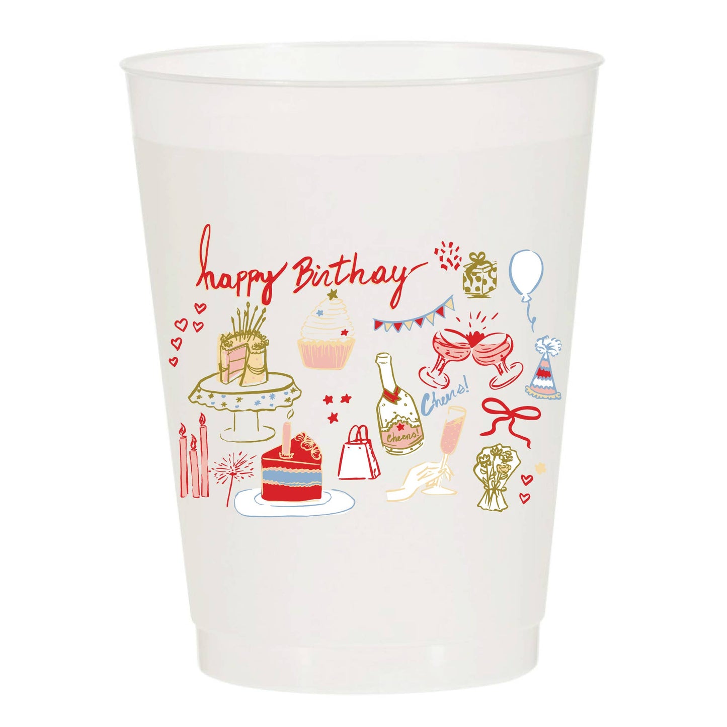 Happy Birthday Icons Frosted Cups - Birthday : Pack of 6