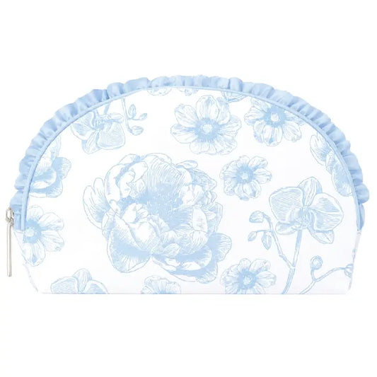 Beautiful Blue Toile Oval Cosmetic Bag