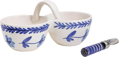 Blue Floral Double Tidbit Set