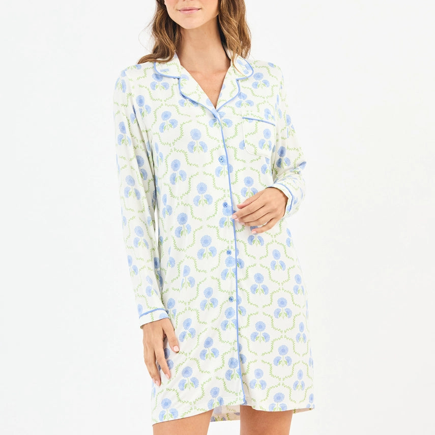 Women's Charlotte Nightshirt | Sweet Briar Lattice Blue