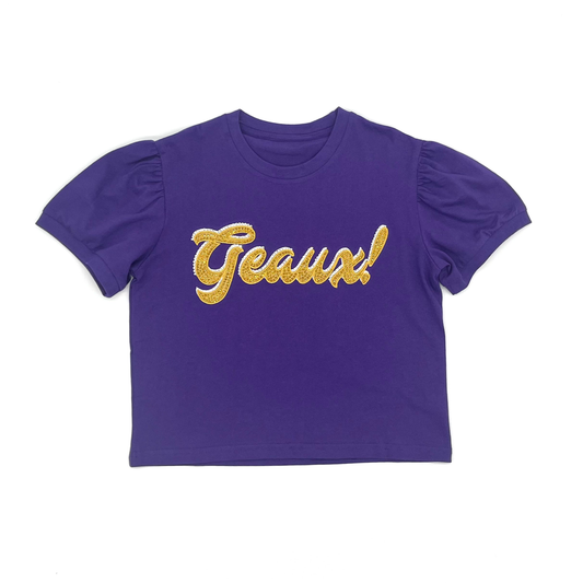 Puff Sleeve Patch Top - Geaux