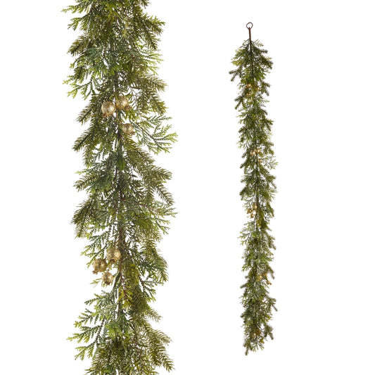 6' Gold Glitter Mixed Greenery Garland with Pods