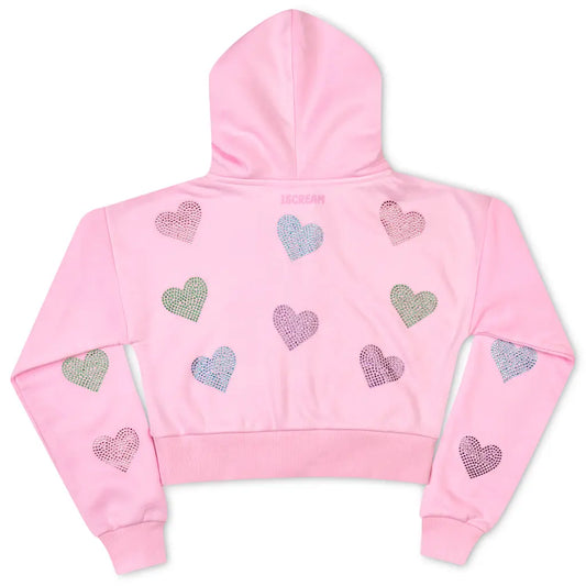 Sparkling Hearts Cropped Zip-up Sweatshirt