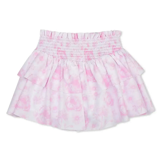 Pink Toile Shirred Tiered Skort