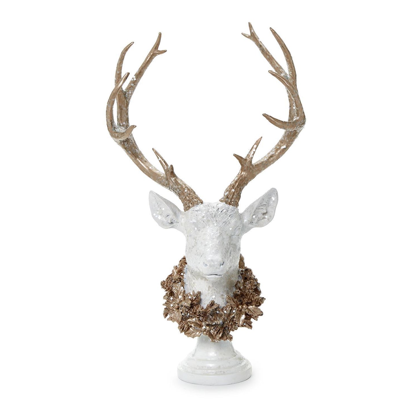 White Glitter Deer Head Decor