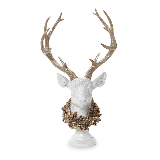 White Glitter Deer Head Decor