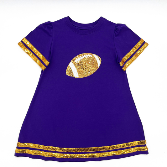 Purple & Gold Sequin Football Dress