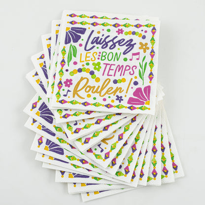 Mardi Gras Flowers Napkin