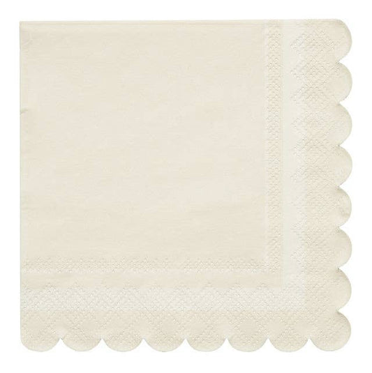 Cocktail Napkin Scalloped Edge Cream