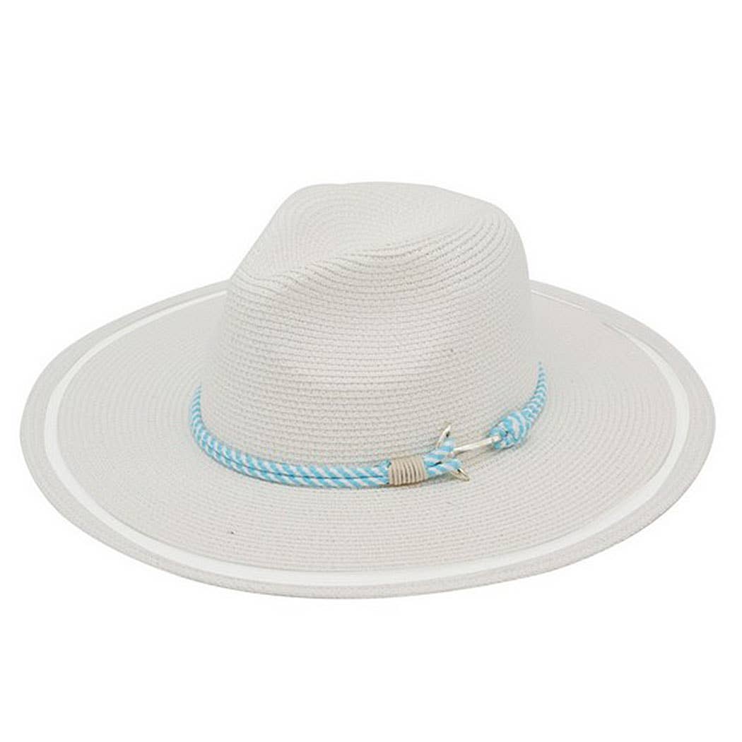 Sheer Brim Sun Hat With Nautical Rope & Anchor Detail