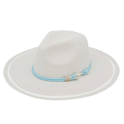 Sheer Brim Sun Hat With Nautical Rope & Anchor Detail