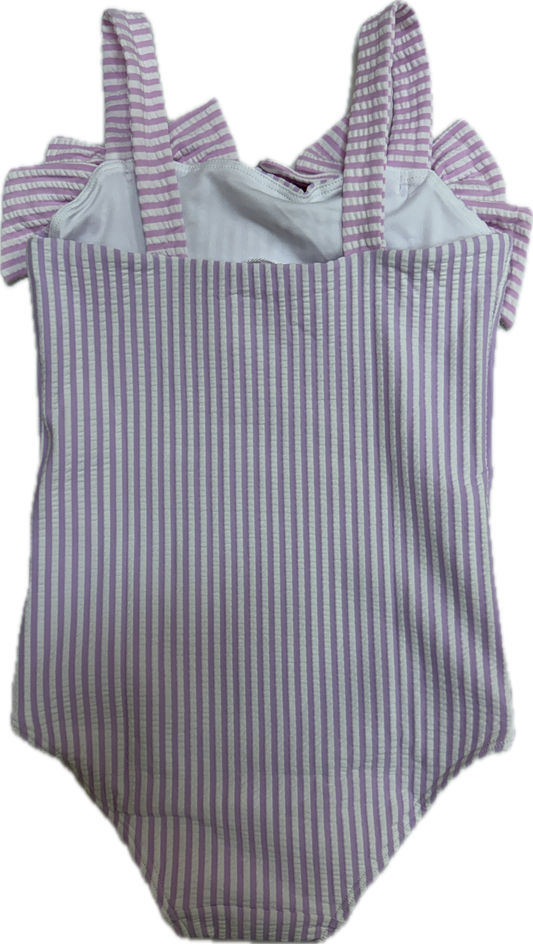Lulu Bebe Lavender and Pink Seersucker One Piece Swim