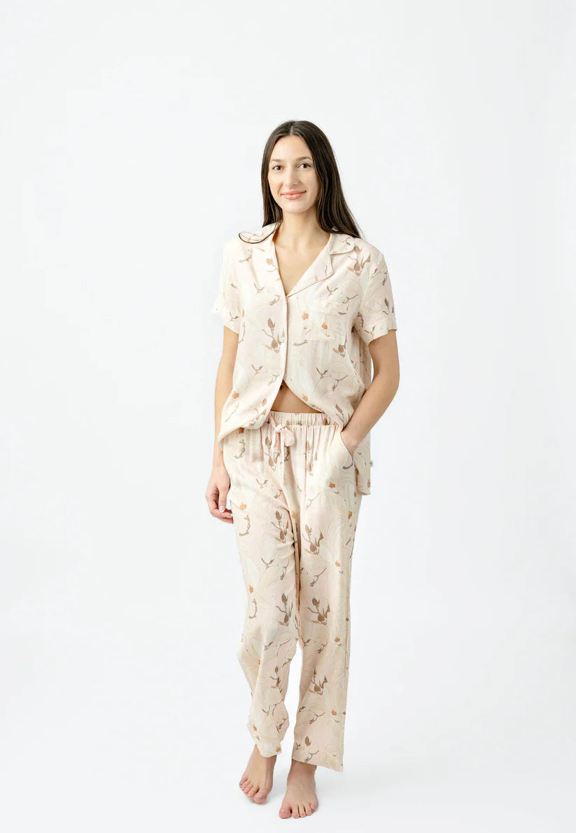 Spring Magnolia Button Down Top and Crop PJ Set