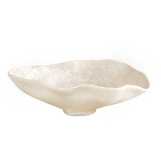 RESIN Alabaster Large Oval Bowl (White Swirl)