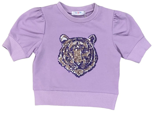 Lavender Puff Sleeve Tiger Shirt