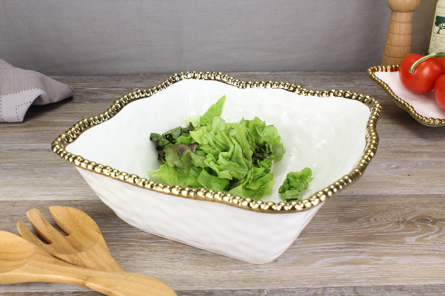 Golden Salerno Large Square Salad Bowl