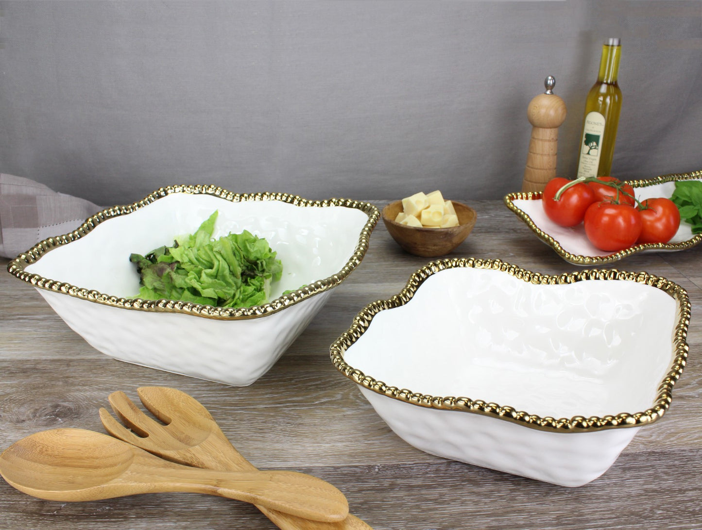 Golden Salerno Large Square Salad Bowl