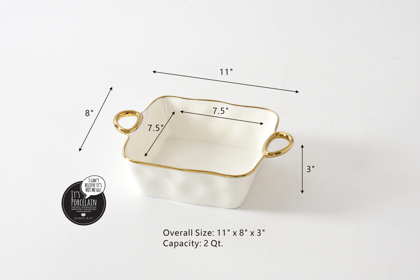 Golden Handles 8x8 Square Baking Dish