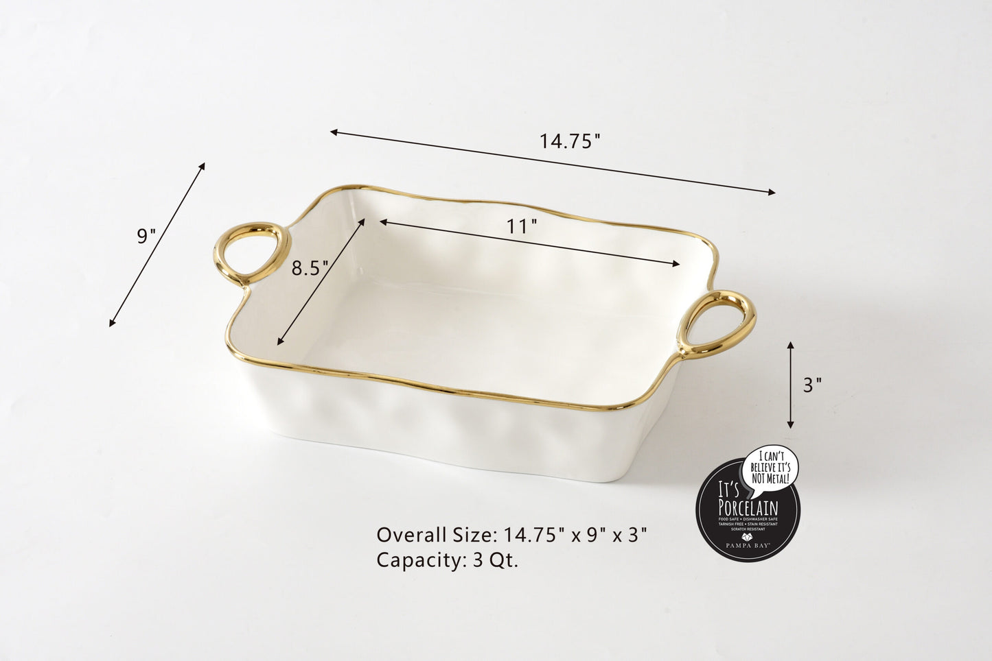 Golden Handles 11x9 Rectangular Baking Dish