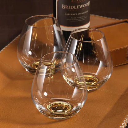 Golden Base Stemless Wine Glass
