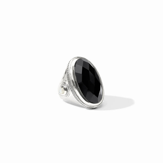 Cannes Statement Ring- Obsidian Black/Silver
